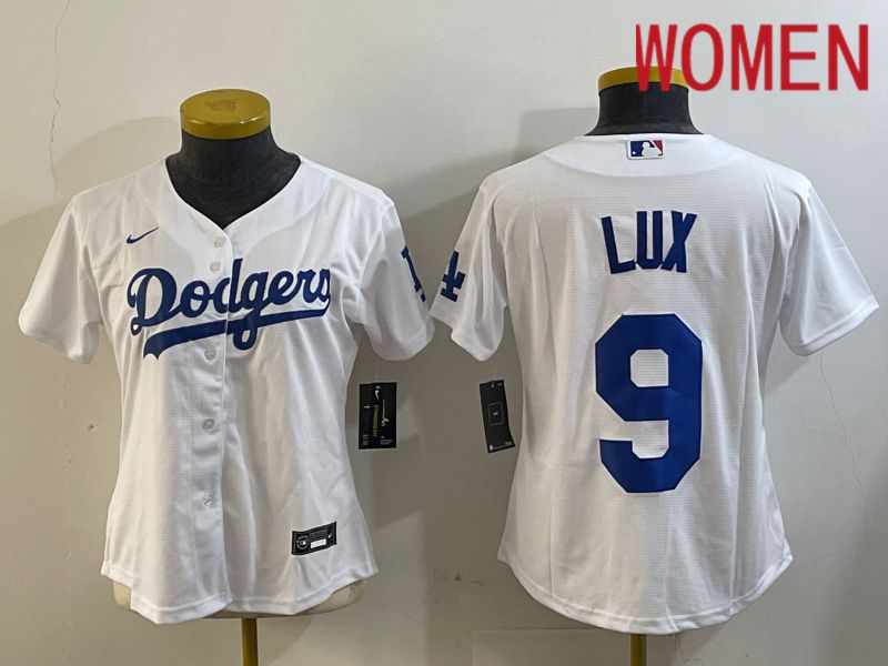 Women Los Angeles Dodgers #9 Lux White Game 2024 Nike MLB Jersey style 1